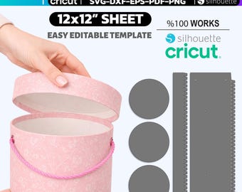 Arquivo de corte SVG para caixa de lembrancinhas em formato de chapéu, formato circular, para Cricut.