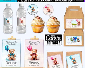 Paquete de recuerdos para fiesta de cumpleaños: Plantilla editable de Canva