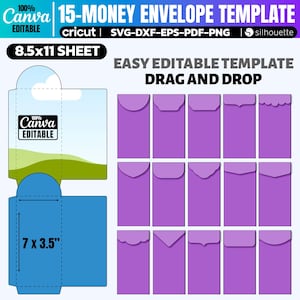Geld-Halter-Svg, Geld-Umschlag-Canva-Vorlage, Umschlag-Vorlage Svg, Sobre De Dinero Cricut, Geldumschlag-Canva ziehen Drag & Drop