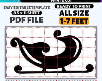 Life Size Santa Sleigh Templates PDF, 1ft–7ft Santa Sleigh Template, Christmas Yard Decor Pattern, Lawn Printable Stencils