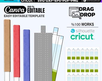 Plantilla para decorar tartas con palitos / Canva y SVG, compatible con Cricut (descarga digital)