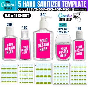 Hand Sanitizer Label Template, Hand Sanitize Sticker Template, Party Favors Label, Hand Sanitizer Blank Template, Canva Editable