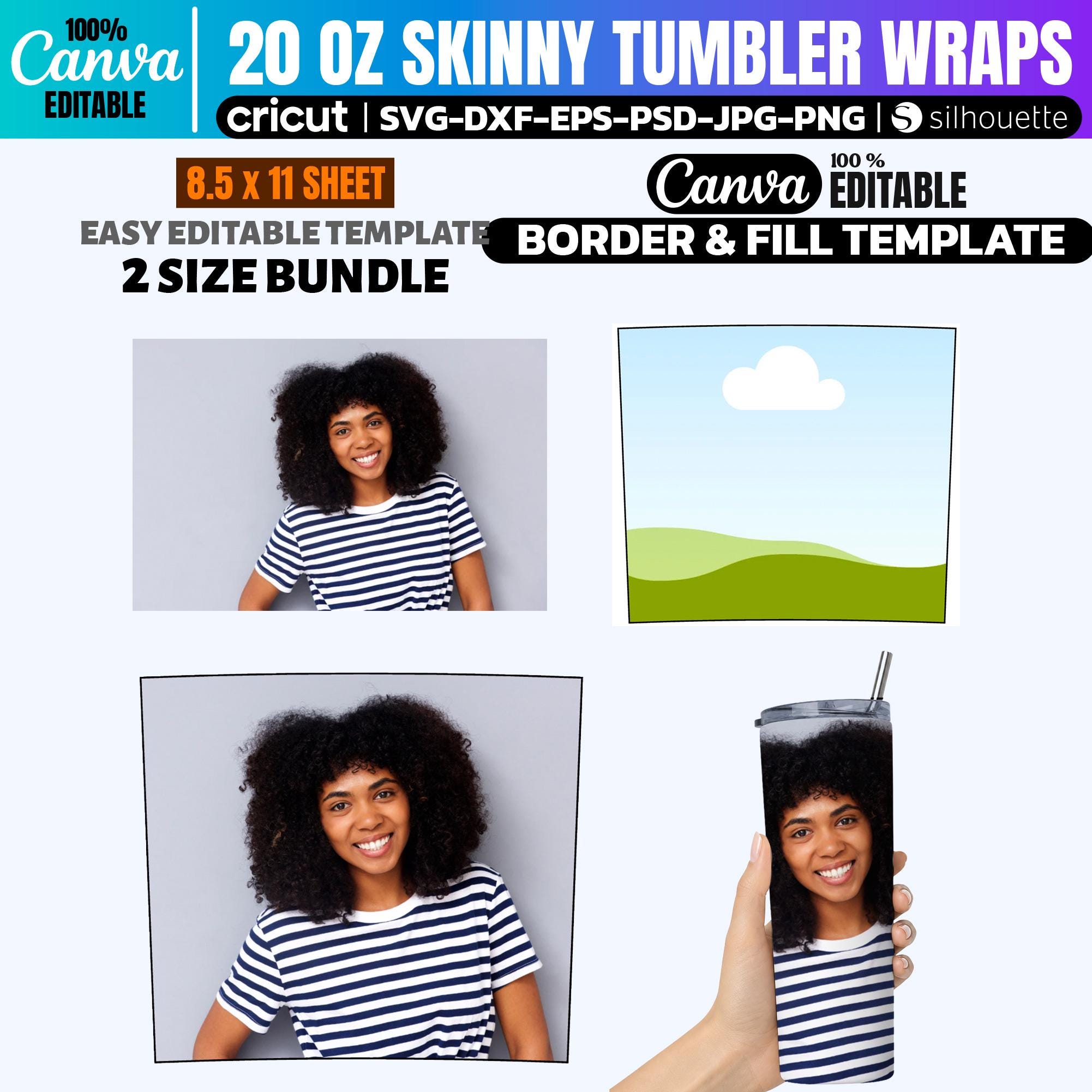 20 Oz Skinny Tumbler Wrap Template Canva Editable, Straight & Tapered ...