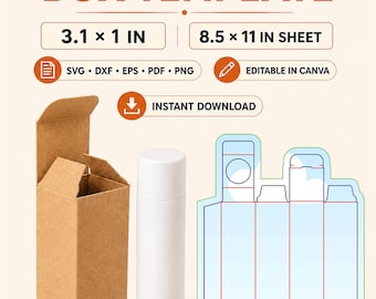 Lip Balm Box Template SVG, Box Svg, Canva Editable Chapstick Packaging Dieline