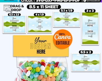 Plantilla para decorar bolsas de golosinas y etiqueta para paquetes de dulces (descarga digital)