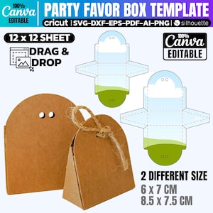 Mini boîte modèle Svg, modèle de boîte cadeau, boîte Svg, boîte coupe modèle Svg, boîte cadeau mariage Svg, fichier Cricut Box, toile modifiable