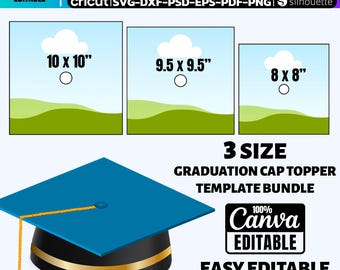 Modèle de décoration de casquette de graduation personnalisable : toile et SVG (téléchargement numérique)