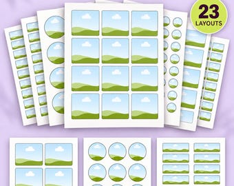 Modelos de folhas de adesivos do Canva: 23 layouts editáveis ​​de etiquetas redondas e retangulares, tamanho Carta (EUA)