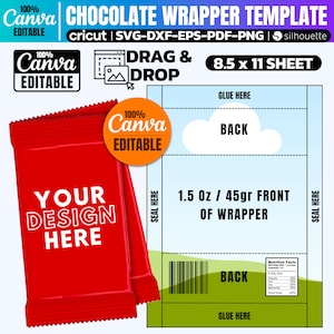 Schokoladenverpackungsvorlage 1,5 Unzen, Canva Candy Bar Wrappers, Candy Wrapper, Blank Candy Wrap, Schokoladenriegel Wrap, DIY Candy Template