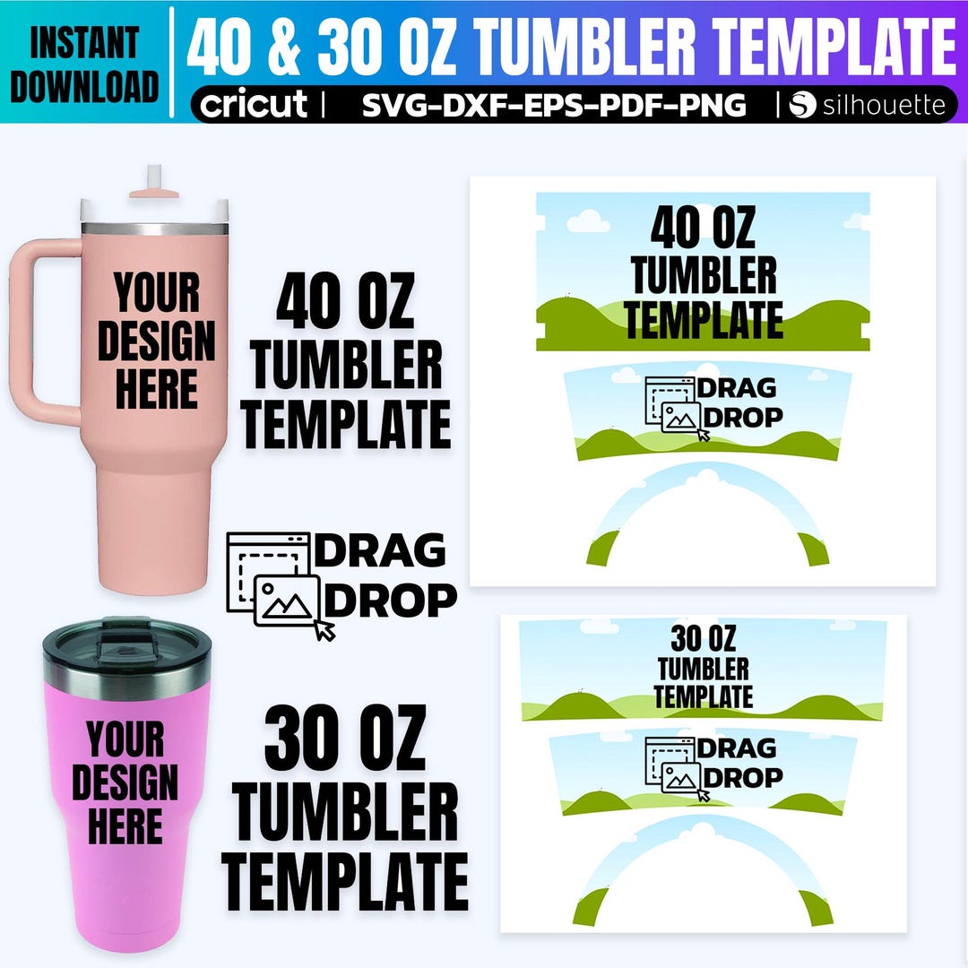 Sublimation Tumbler Wrap Template 40 Oz & 30 Oz Canva Bundle (digital