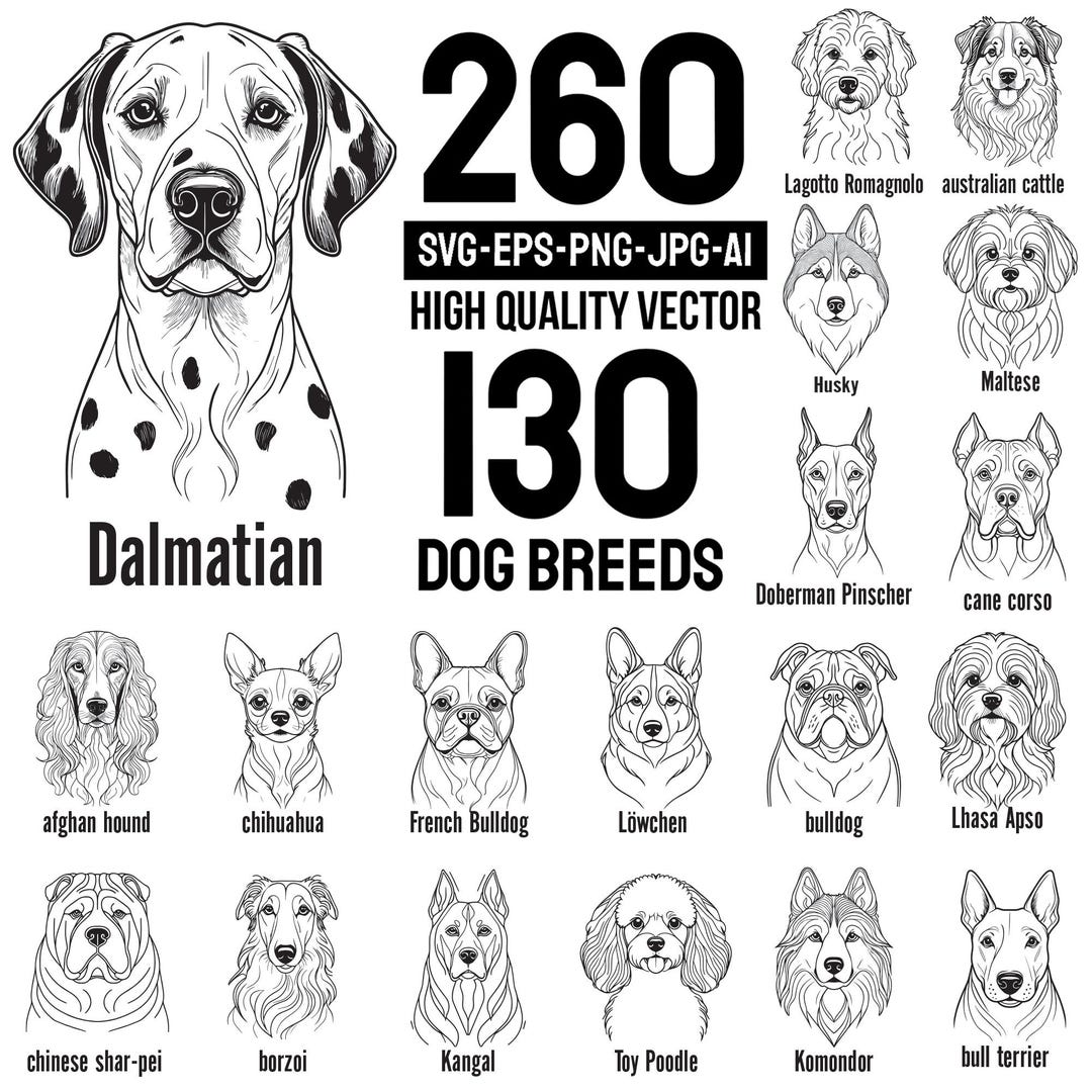 Dog Svg Bundle, Dog Breeds Svg Bundle, Dog Head Svg, Dog Mom Svg Bundle ...