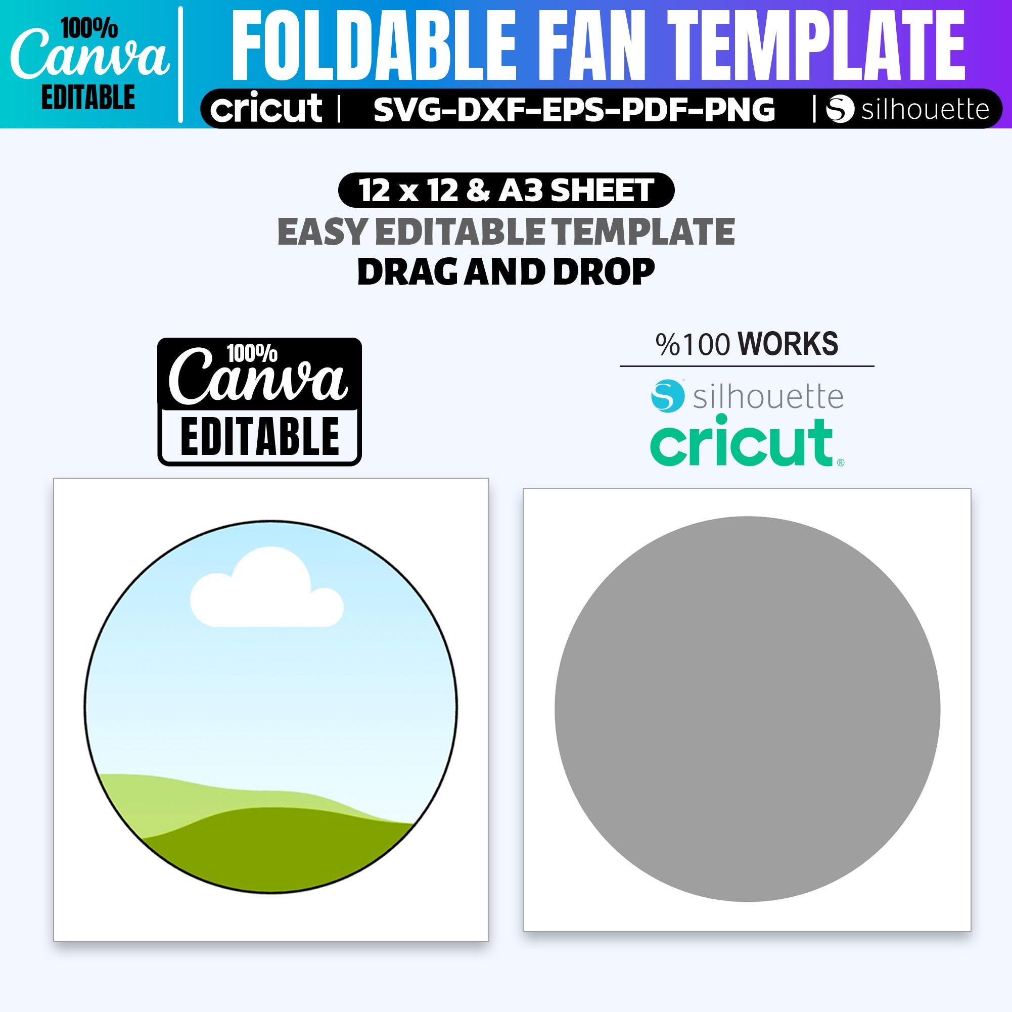 Foldable Fan Template (svg, Png, Dxf, Pdf, Eps, Canva Digital Download ...