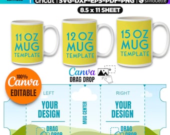 Ensemble de modèles de tasses : motif sublimation complet (téléchargement numérique)