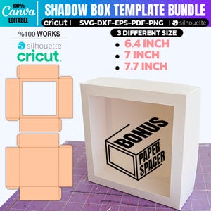 Pacchetto di modelli di Shadow Box Squar, Shadow Box Svg, modello Shadowbox Cricut, modello di Light Box Svg, modello di Light Box 3D, file Silhouette