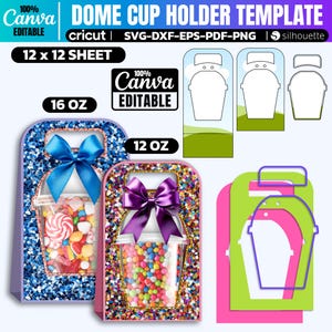 Modèle Svg de porte-gobelet dôme, modèle Svg Vaso Domo, porte-gobelet dôme de 12 oz, porte-gobelet de 16 oz, porte-bonbons, toile glisser-déposer