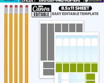 Editable Pencil Label Template: Personalized School Stickers (Canva Design, Digital Download)