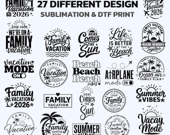 Family Vacation 2026 SVG Bundle | 27 Summer Trip Designs | Family Trip Svg | Beach Vacation Png | Cricut Cut Files | Dtf Sublimation
