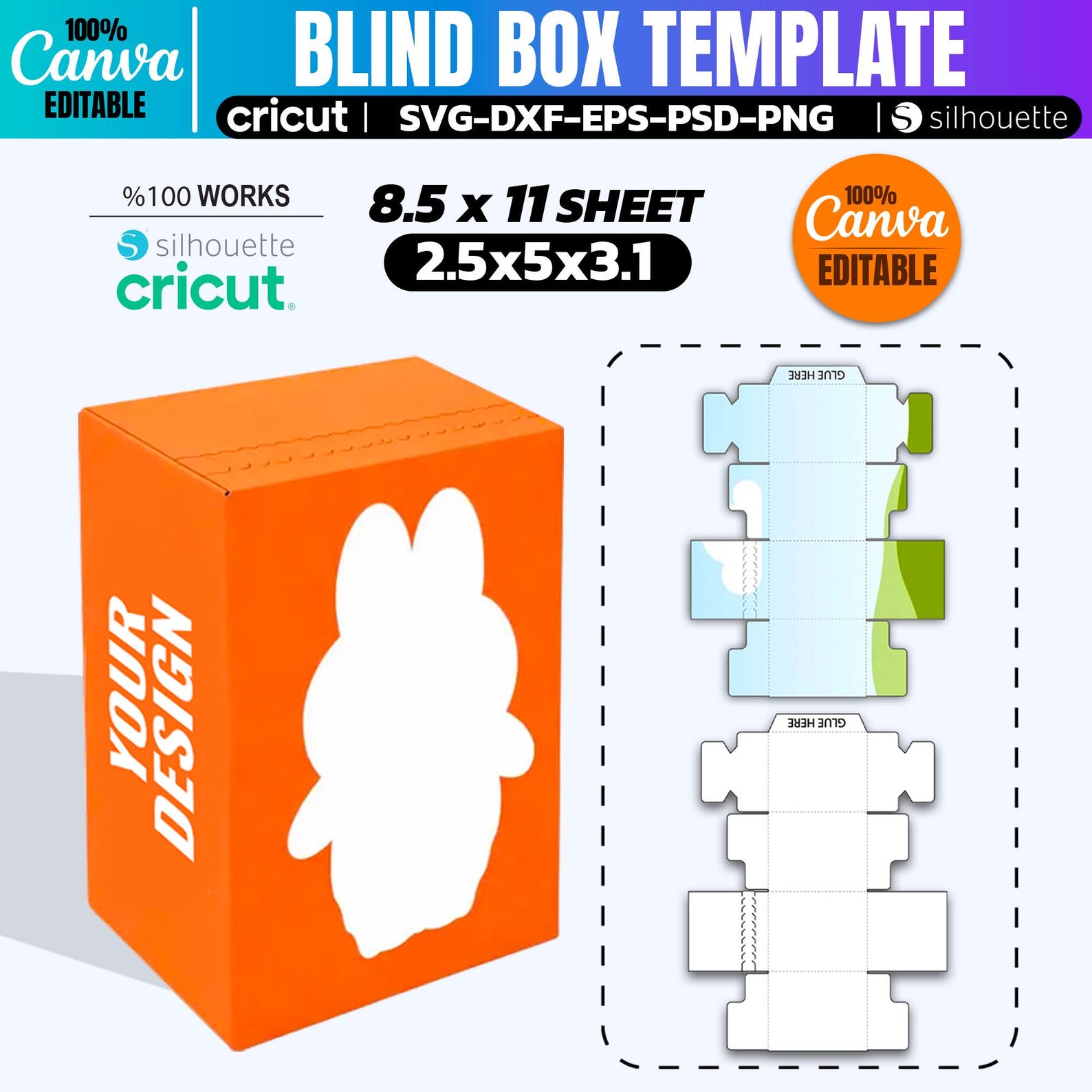 Sticker Packeging Blind Box Blind Box Packaging Template | Editable Mystery Box SVG for Canva ...