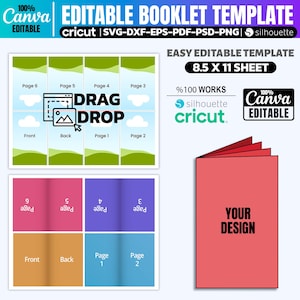 Booklet Template Svg, Booklet Template Canva Editable, Mini Coloring Book Template, Fold Book Template, Booklet Cut File, Digital Download