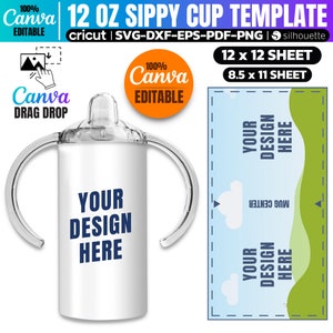 12 Oz Sippy Cup Wrapper, Canva Template, 12 Oz Sippy Cup Tumbler Template, 12 Oz Sippy Cup Svg, Sublimation Template, 12 Oz Sippy Blank
