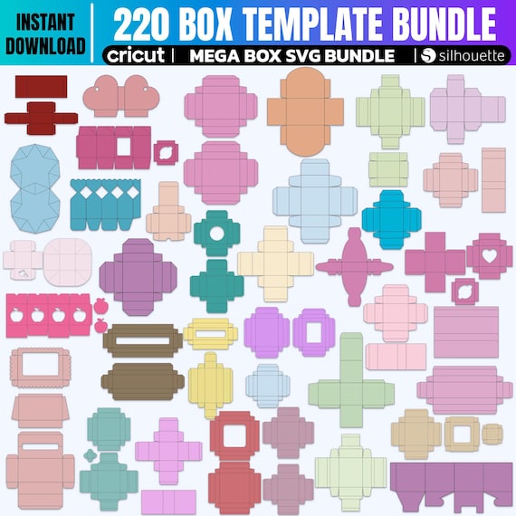 220 Box Template Bundle SVG, Cricut Silhouette, Laser Cut Files