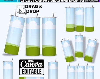 Canva 20 Oz Skinny Tumbler Mockup: Canva Drag and Drop Template (Digital Download)