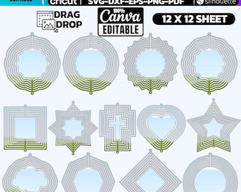Pacote de modelos de cata-vento: Canva e Cricut editáveis (download digital)
