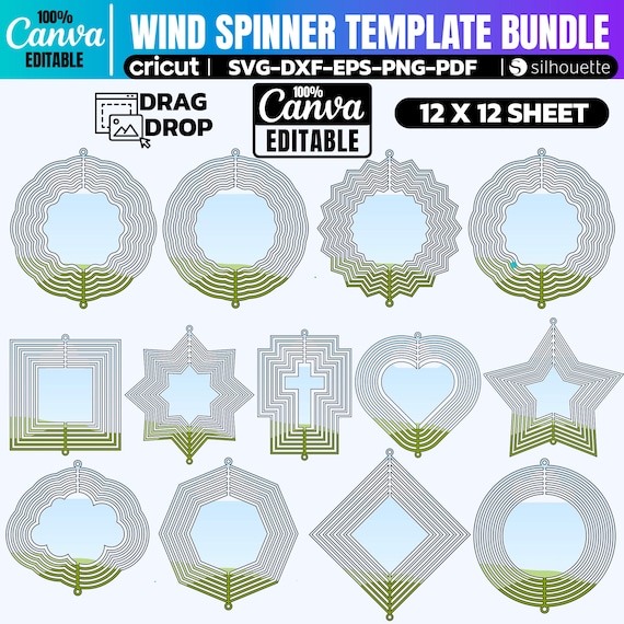 Wind Spinner Template Bundle: Canva & Cricut Editable (Digital Download)