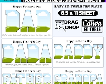 Vatertag Canva Template: Individuell gestaltetes PNG Geschenk (Digitaler Download)