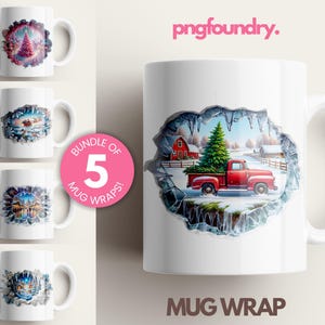 3D Christmas Mug Wrap Bundle, Christmas 3d Sublimation, Christmas Mug Designs, 3d Coffee Mug Wrap, Christmas Mug Wrap PNG 11oz 12oz 15oz