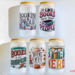Book Lover Glass Can Wrap Bundle: Reading Teacher Sublimation, 16oz PNG (Digital Download)