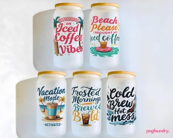 Funny Iced Coffee Tumbler Wrap: 16oz Glass Can Design (Digital Download)