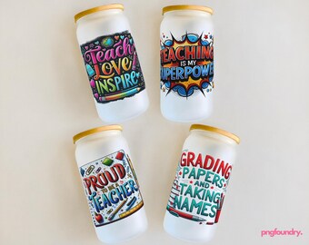 Teacher Tumbler Wrap PNG Bundle: Teacher Appreciation Design 16oz (Digital Download)