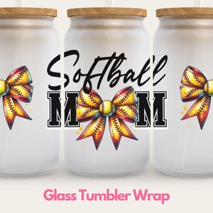 Softball Mom Glass Can Tumble Wrap: Coquette Mama PNG, 16 Unzen (Digitaler Download)