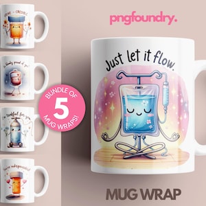 Funny Nurse Mug PNG Bundle, Kawaii Nurse Cup PNG for New Nurse Gift, Nurse Sublimation Mug Wrap for Nurse Appreciation Gift 11oz 12oz 15oz