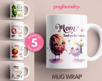 Mothers Day Mug Wrap Bundle, Mum Mug Designs for Mom Gift, Funny Mom Cup Wrap, 11oz 12oz 15oz Cute Mothers Day Sublimation Vol 1