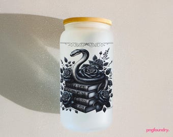 Morally Grey Book Glass Can Wrap: Romantasy Snake Design 16oz (PNG Digital Download)