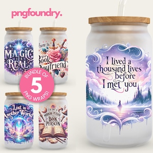 Romantasy Book Lover PNG Cup Wrap Bundle: Fantasy Reader Design, 11oz-15oz (Digital Download)