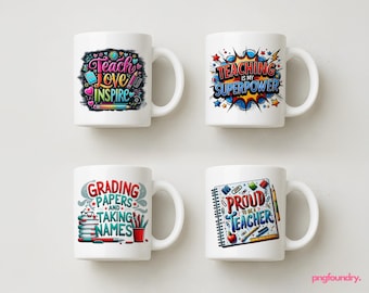 Teacher Appreciation Mug Wrap Bundle: PNG Sublimation Design 11oz 12oz 15oz (Digital Download)