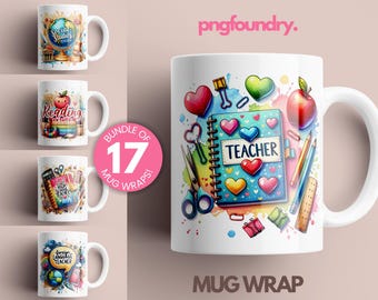 Teacher Mug Wrap Bundle: Sublimation PNG (11oz 12oz 15oz)