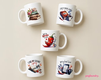 Spicy Book Club Mug Wrap Bundle: PNG Coffee Cup Sublimation 11-15oz (Digital Download)