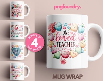 Teacher Valentine Mug Wrap Bundle: Heart Designs, 11oz 12oz 15oz (Digital Download)