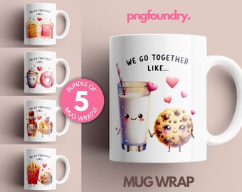 Valentine Mug Wrap Bundle, Funny Couple Mug Template, Valentine Cup Wrap PNG, 11oz 15oz 12oz Mug With Hearts For Couple Mug Gifts Vol II