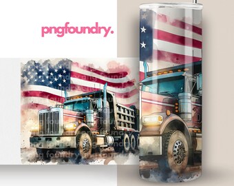 Dump Truck Tumbler Wrap, Dump Truck PNG, Construction Sanitation Worker Vehicles  20oz Skinny Sublimation Design, Hauler Patriotic Tumbler