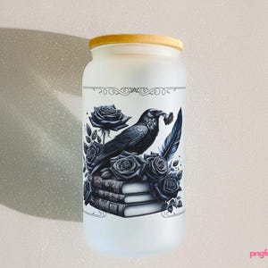 Morally Grey Book Glass Can Wrap: Raven Romantasy Design 16oz (PNG Digital Download)
