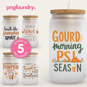 Pumpkin Spice Season Tumbler Wrap: 16oz Glass Can Sublimation Design (Digital Download)