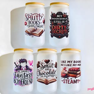 Smut Book Lover Glass Can Wrap: Sassy Reader-ontwerp 16 oz (digitale png-download)