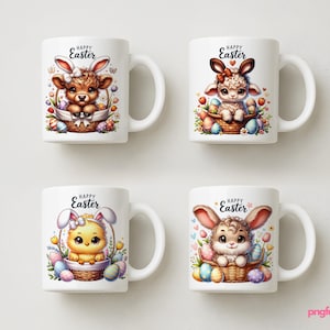Coquette Bunny Ears Mug Wrap Bundle: Easter PNG Design, 11oz 12oz 15oz (Digital Download)