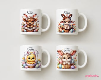 Coquette Bunny Ears Mug Wrap Bundle: Easter PNG Design, 11oz 12oz 15oz (Digital Download)