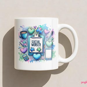 Sozialarbeiter Mug Wrap PNG, niedliche Illustration (digitaler Download)